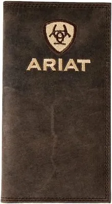 Ariat Mens Crazy Horse Leather Rodeo Checkbook Wallet • $39