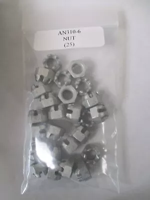 AN310-6 Castellated Nut 3/8-24 Castle Nut - Lot Of 25 • $10.44