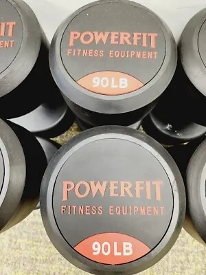 Powerfit Round Rubber Dumbbells 90 LB Pair • $304.20