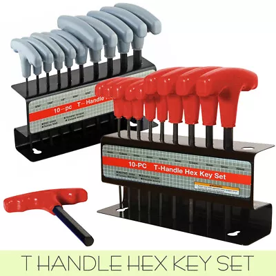 T Handle Hex Key Set Metric & Or SAE 10 To 20pc Allen Allan Keys T Bar Wrench AU • $15.89