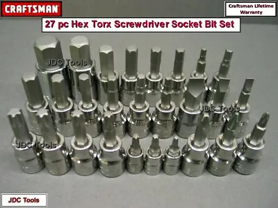 CRAFTSMAN 27pc SAE METRIC MM Hex Allen Torx Key Bit Ratchet Wrench Socket Set • $47.90