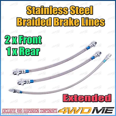 Fits TOYOTA HILUX KUN26 N70 EXTENDED Stainless Steel Braided Brake Lines W/o ABS • $110