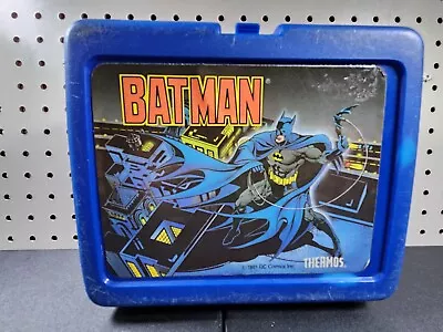 Vintage 1990’s Batman Lunch Box By Thermos 1991 DC Comics Blue Plastic Vtg 90s • $17