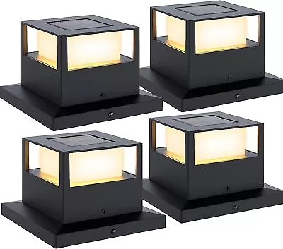 4Pack Post Cap Solar Lights Fence Lights 4x4 6x6 Waterproof Outdoor Solar Lights • $44.15