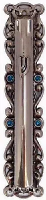 Art Judaica Nickel Mezuzah Case With Blue Crystals 12 Cm • $24.95