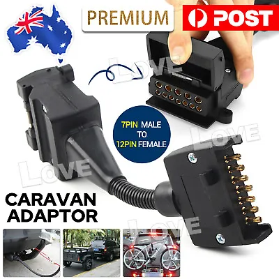 $16.95 • Buy 12 Pin Female Socket To 7 Pin Flat Plug Trailer Adaptor Caravan Wiring Connector