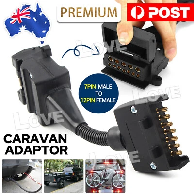 $14.65 • Buy 12 Pin Female Socket To 7 Pin Flat Plug Trailer Adaptor Caravan Wiring Connector