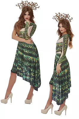 Medusa Costume Ladies Deluxe Adults Greek Myth Goddess Fancy Dress Outfit • £21.99