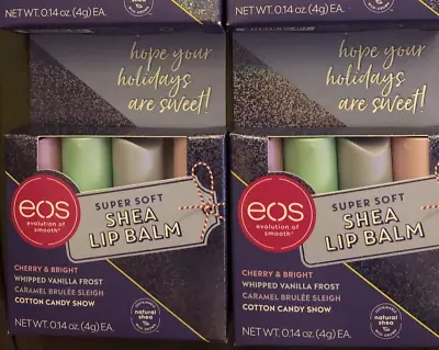 2x EOS Holiday Set Super Soft Shea Lip Balm 4 Pack Cherry-Vanilla-Caramel-Candy • $20