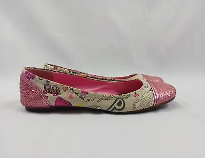 $29.90 • Buy Coach Poppy Shine Graffiti Womens Flats Shoes Sequin Toe Pink Size 5.5B 