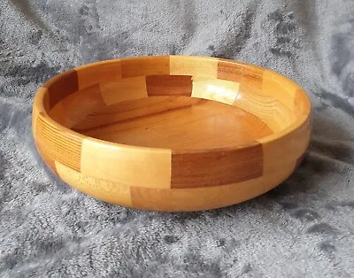 Vintage Retro Cambridge Ware Wooden Fruit Or Key Bowl Chequered Pattern 8.75 W • £15