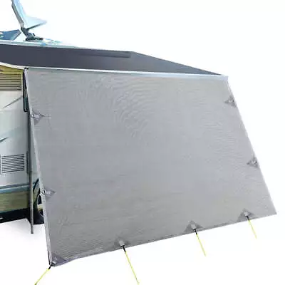 Caravan Privacy Screen Roll Out Awning 3.4x1.95M End Wall Side Sun Shade Grey • $47.95