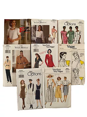 Vintage Vogue 8 Pattern Lot Dress Skirt Pants Jacket Shoulder Pads UNCUT 8-12 16 • $21