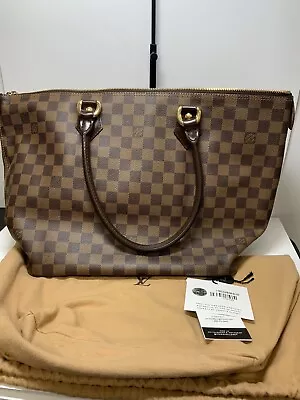 LOUIS VUITTON Damier Ebene Saleya MM Tote Bag AUTHENTIC • $199.99