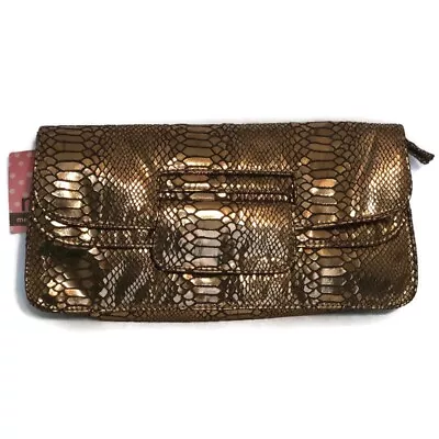 Melie Bianco Bronze Purse Handbag Bag Faux Snake Skin Chain Convertible • $20