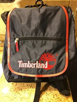 $25 • Buy Vintage TIMBERLAND Backpack Bag Navy & Red Hiking Travel Satchel Urban 