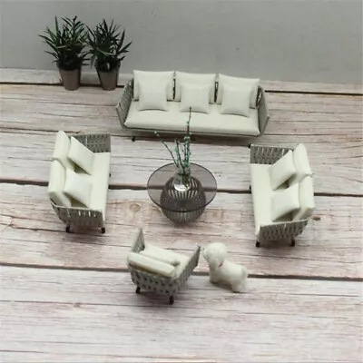 5 Pcs Dolls House 1:15 Miniature Sofa Table Set Living Room Furniture Set • $23.74