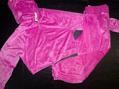 NWT Victoria's Secret MS TRACKSUIT SET Full-zip Hoodie+jogger Pants PINK VELOUR • $119.99