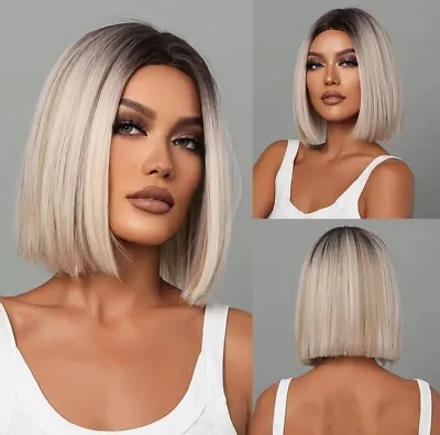 Synthetic Short Straight Bob Wig Women Daily Heat Resistant Hair Ombre 19 Styles • £21.59