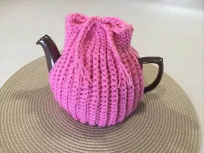 6 Cup Tea Pot Cosy Hand Crochet. PINK Sooo Easy To Refill   EXTRA THICK • $20