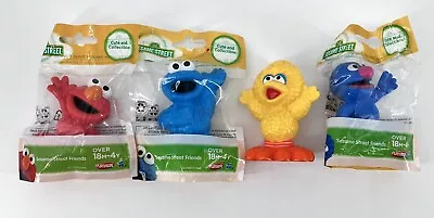 Sesame Street Figures Set Of 4 Elmo Cookie Monster Grover 3 NEW Toy Cake Topper • $8.50