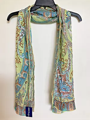 ViVi Designs Blue Border Paisley Design Scarf  Only NWT 18 X60  • $16.99