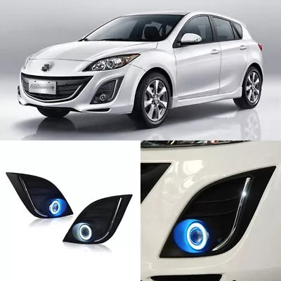 Superb LED COB Angel Eyes+HID Lamp Projector Lens Foglights For Mazda 3 2011-15 • $159.99