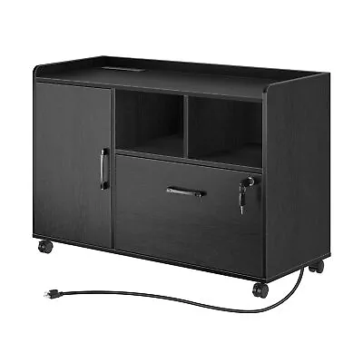 Rolanstar File Cabinet With Charging Station Mobile Lateral Filing Cabinet W... • $193.74