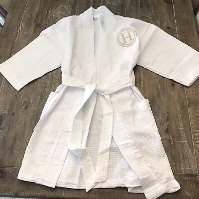 White Waffle Kid's Robe With H Monogram One Size • $18.99