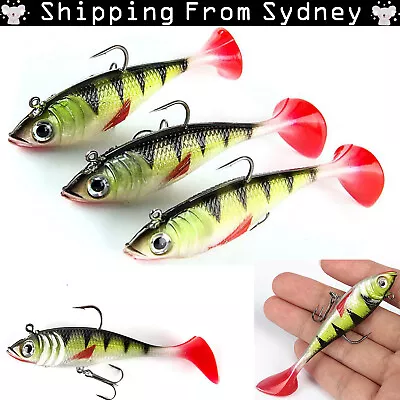 $9.99 • Buy 5PCS Fishing Soft Plastic Lures Paddle Tail Redfin Yellowbelly Murray Cod Lures