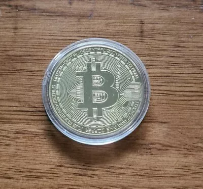 $5 • Buy Gold Plated Bitcoin Commemorative Collectors Coin + Capsule *BRAND NEW* Fun 