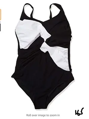 Amoena Women's Standard Aruba One Piece Swimsuit Black/White 14C • $52.50