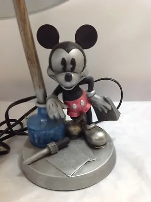 RARE DISNEY 2002 HAMPTON BAY MICKEY MOUSE AT THE INK WELL TABLE LAMP Working • $75