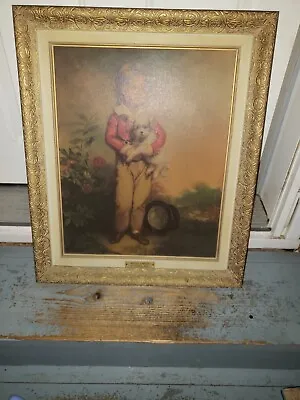 Vintage Ornate Gilt GOLD Framed ART *Master Simpson* Boy With Dog By A.W. Devis • $27