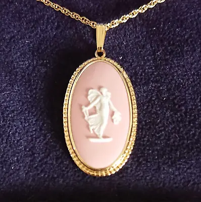 £87.53 • Buy Pink Fairy Wedgwood Cameo Necklace Made In England In Box Jasperware NEW