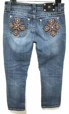 Miss Me Boyfriend Capri Rhinestone Denim Jeans Womens Size 30 • $12.99