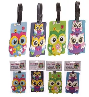 Cute Owl Luggage Tag Travel Baggage Handbag Card ID Tags Suitcase Label NEW • £3.65