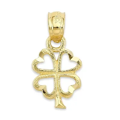 Solid Gold Clover Pendant In 10 Or 14k Four Leaf Clover Necklace For Women • $109.79