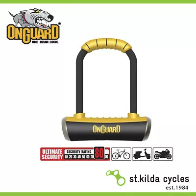 Onguard Bike U-Lock - Pitbull Series - Medium U-Lock Keyed - 9cm X 17.5cm D-14mm • $64.45