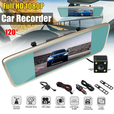 7.0 Inch Touch Screen 1080P Rear View Mirror Monitor Car DVR Camera Recorder US • $27.99