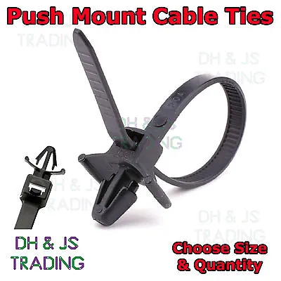 Push Mount Cable Ties Winged Panel Fixing Cable Ties Car Chassis Nylon Zip Ties • £2.99