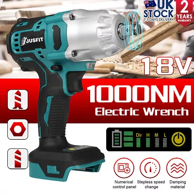 £34.36 • Buy 1000 Nm Brushless High Torque Impact Wrench 18 Volt Bare For Makita Battery