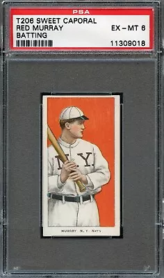 BB - 1909 T206 - Sweet Caportal - Red Murray - Batting - PSA 6 - EX-MT • $1406.70