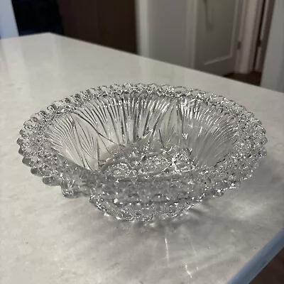 Vintage Open Flared Cut Glass Bowl With Rim • $15