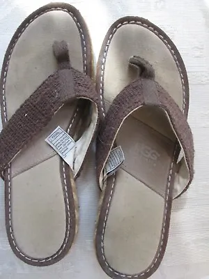 Ugg Australia Slip On Textile Sandals Brown Flip Flops Thongs Shoes Beach Size 9 • $23
