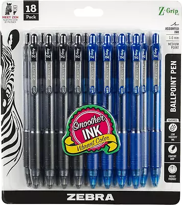 Z-Grip Retractable Ballpoint Pen Medium Point Assorted Business Colors 18-Pac • $21.13