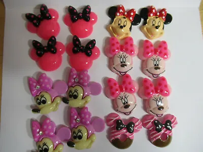 $10.36 • Buy Minnie Mouse Lot 16  Resin Flatback Cabochon DIY Bow Decoden For Crafting NEW