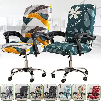 Floral Office Rotating Chair Cover Elastic Stretch Removable Seat Cover AU HOT • $25.96