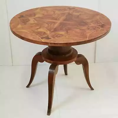 Side Table Pedestal Table Vintage 1940 1950 Walnut Polish Marquetry 40S 50S • $1549.60