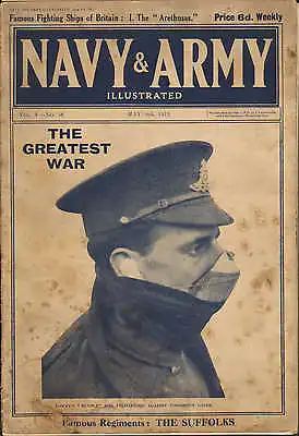 1915 Wwi ~ British Soldier Gas Mask Ear Plugs Wearing ~ Magazine Front Cover • $94.72